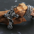 PENDRA Dragonskull Cross Pendant Necklace