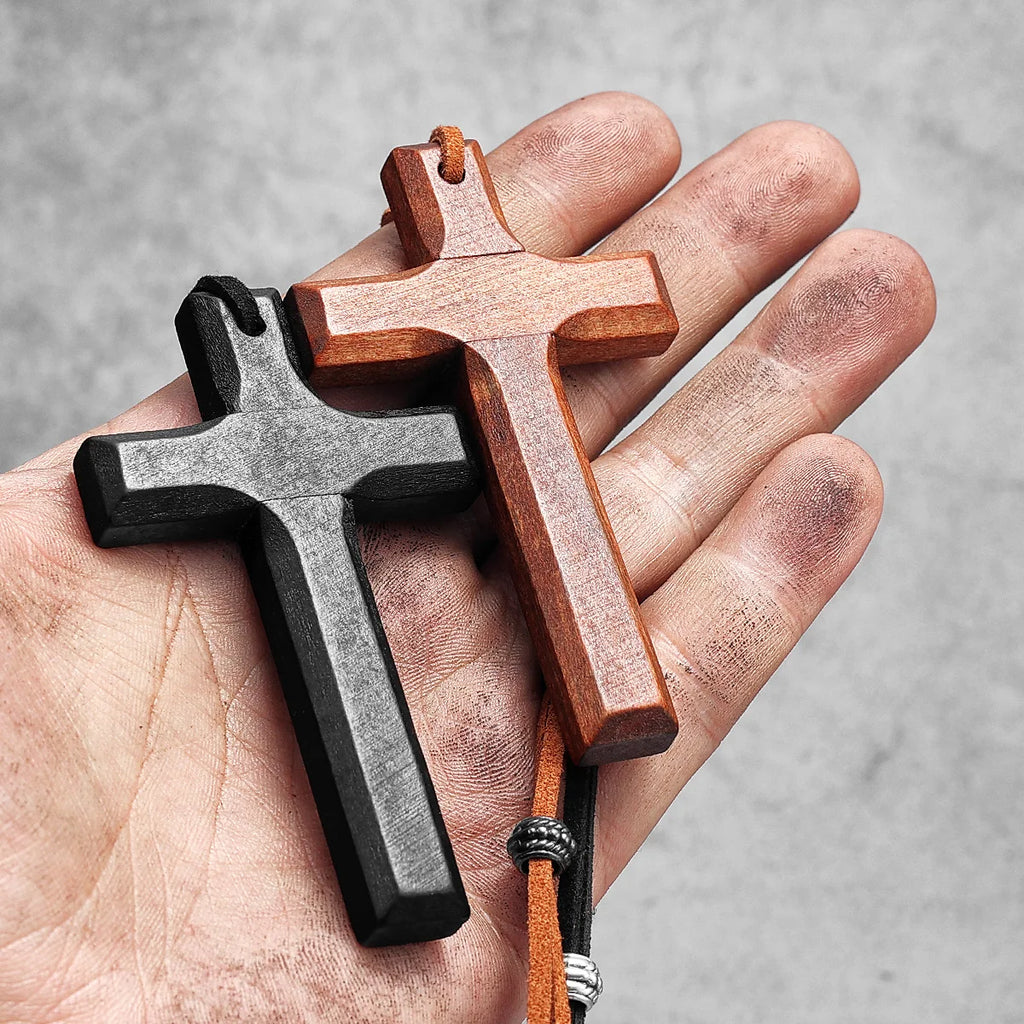 Exorcism Wood Religon Cross Men Women Necklaces Pendants Chain Unique Amulet Punk Trendy Jewelry Creativity Gift Wholesale