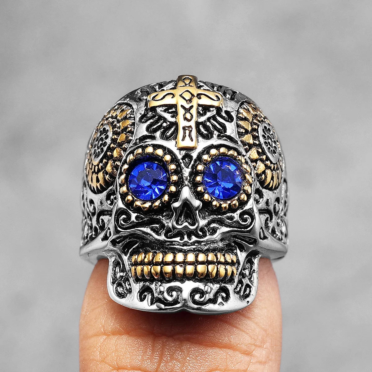 316L Stainless Steel Skull Gothic Religious Cross Man Men Rings Punk Rock Gothic For Biker Male Boy Jewelry Accessories Gift