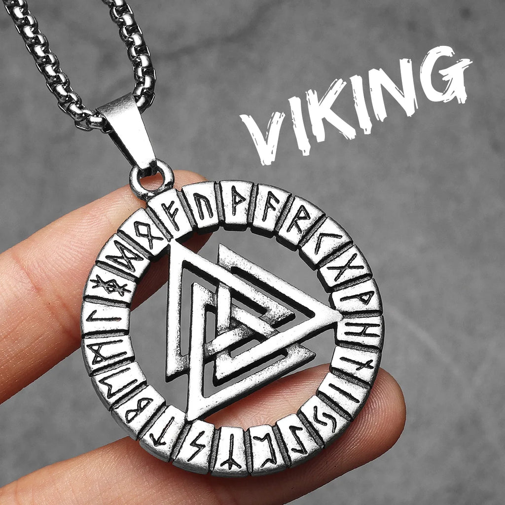 Retro Viking Runes Odin Men Necklaces Stainless Steel Pendant Chain Women Punk Fashion Jewelry New In Accessories Gift Wholesale
