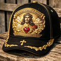 Religious Adjustable Collectible Black Baseball Cap with Sacred Heart of Jesus Print from Isaiah Ideal for Believers