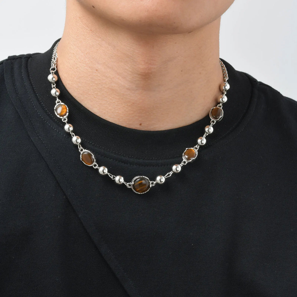 PENDRA Tiger Beaded Splicing Beaded Necklace
