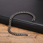 Mens Retro Stainless Steel Chain Bracelet,Punk Geometric Chain Links Wristband Gifts