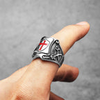 PENDRA Catholic Crusader Cross Steel Ring