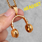Headset Earphone Mens Long Necklaces Pendants Chain Hip Hop for Boy Male Stainless Steel Jewelry Creativity Gift Wholesale
