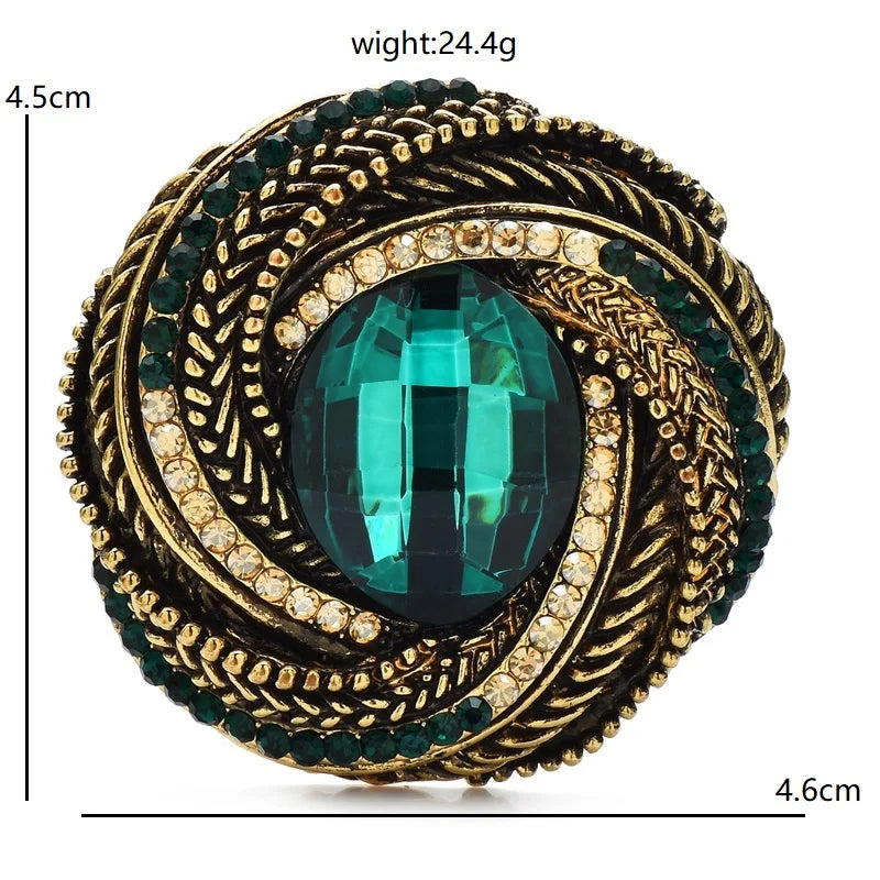 PENDRA Aurette 2-Color Vintage Rhinestone Round Brooch