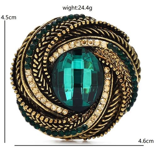 PENDRA Aurette 2-Color Vintage Rhinestone Round Brooch