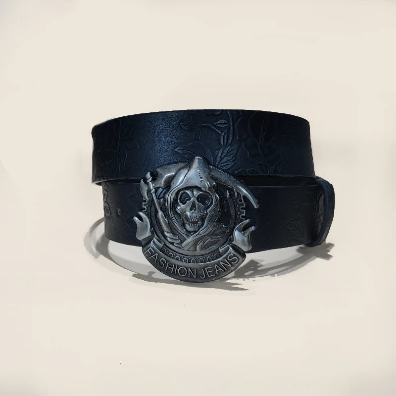 New Men's Trendy Belt Fashion Dark Style Personalized Skull Youth Punk Belt For Women Street Hip Hop Gothic  Jeans Waistband