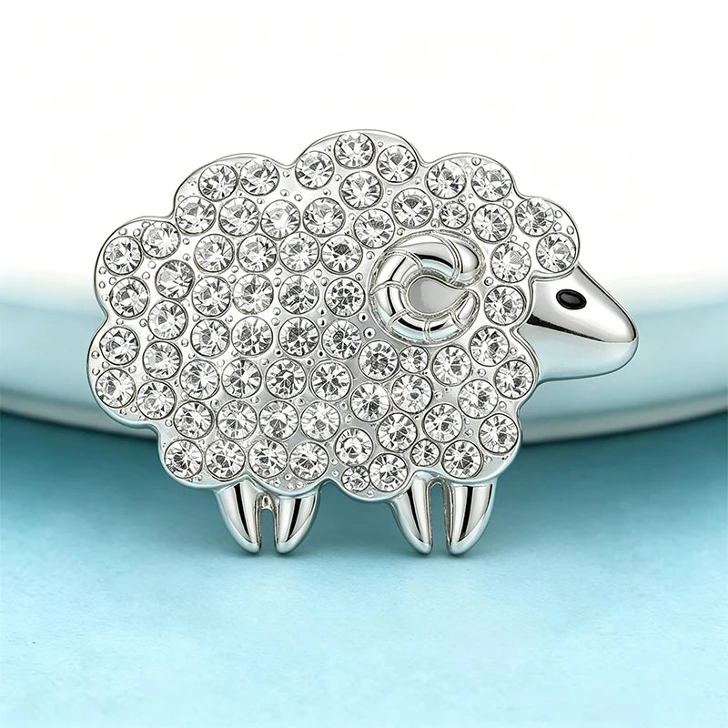 PENDRA Heartwool 2-Color Rhinestone Sheep Brooch