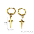Stainless Steel Y2K Star Cross Hoop Earring for Women Gold Color Hip Hop Cool Girl Dangle Earring Jewelry Gift EZZZ795-6