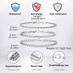 3pcs/set Cuban Chain Bracelet for Men,Classic Stainless Steel Stacked Bracelet,Punk Basic Chains Jewelry Gifts