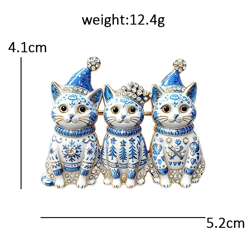 PENDRA Trio Christmas Cat Brooch