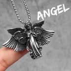 PENDRA Angel Wing Cross Steel Necklace