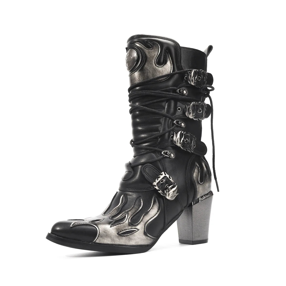 PENDRA Zipper Polish Flame Boots