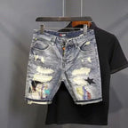 PENDRA Denim Embroidered Distressed Streets Pants