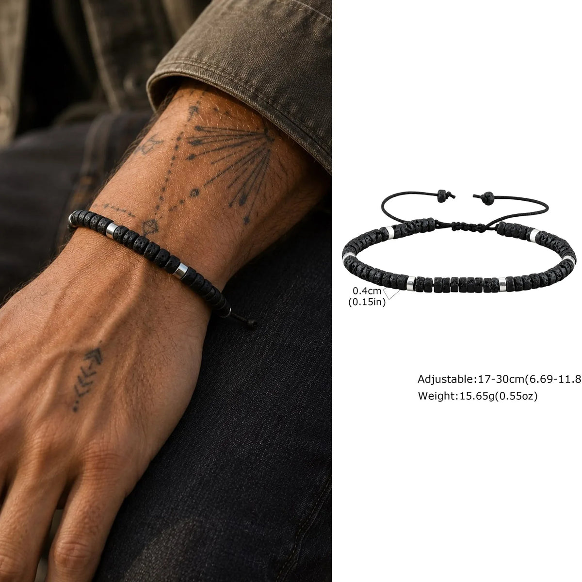 Bohemian Natural Stone Beads Bracelet for Men,Handmade Turquoise Adjustable Rope Wristband,Summer Trendy Jewelry Gift