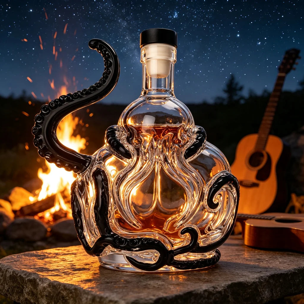 Creative Octopus Shape Glass Decanter 350ml Whiskey Wine Liquor Bottle with Stopper for Bar Home Decor