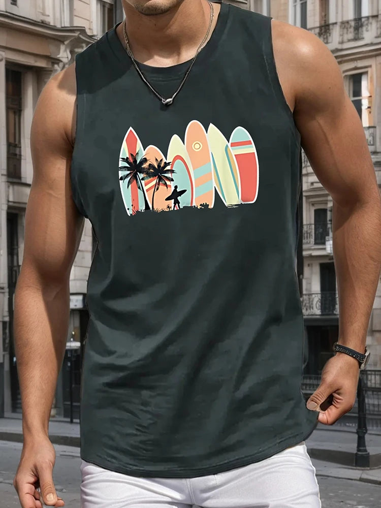 PENDRA Sports Sleeveless Hawaiian Seaside T-Shirt