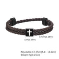 Mens Microfiber Leather Bracelet,Black Adjustable Cross Symbol Rope Wristband,Religious Faith Christ Gift Jewelry