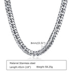 Chunky Miami Double Curb Chain Necklace for Men,Stainless Steel Curb Link Cool boy Hip Hop Chain Jewelry Gift,18/20/22/24inch