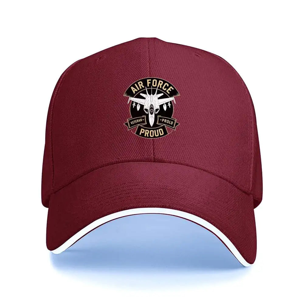 1pc "AIR FORCE PROUD" jet emblem, Baseball caps, unisex, travel caps.