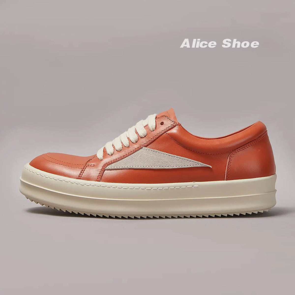 PENDRA Retro Flame Orange Low-Top Thick-Sole Lift Sneakers