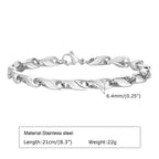 6.4mm Wide Link Chain Bracelets for Men, New Fashion Waterproof Stainless Steel Chains Wristband Gift for Him Jewelry