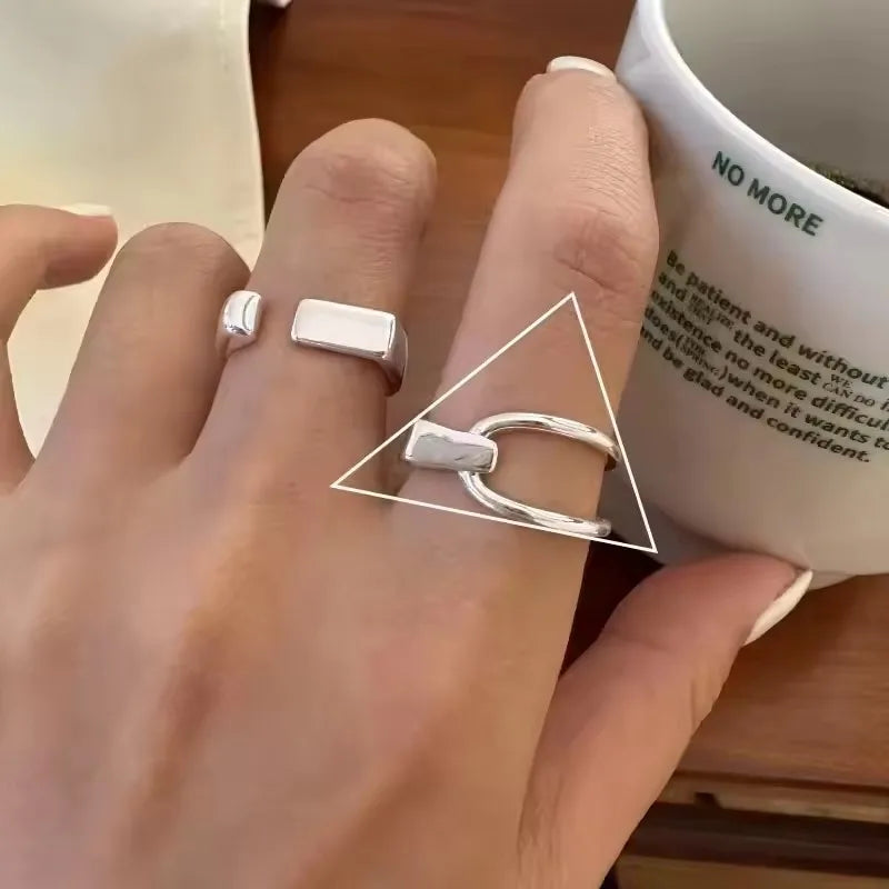 VENTFILLE 925 Sterling Silver Double Layer Vintage Twisted Ring For Female Gift Trend Open Adjustable Design Jewelry Wholesale
