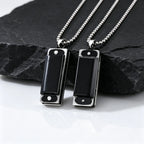 Playable Mini Harmonica Necklace for Men,Rectangular Pendant with Stainless Steel Ball Chain,Punk Music Lover Jewelry Gift