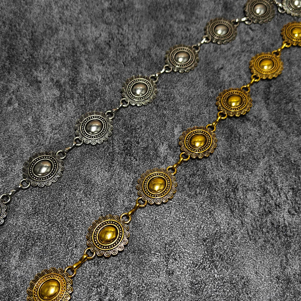 Western Punk Hip Hop Style All-match Waist Chain Sun Vintage Metal Women's Belt For Dress Vintage High Waist Chain Belt for Lady