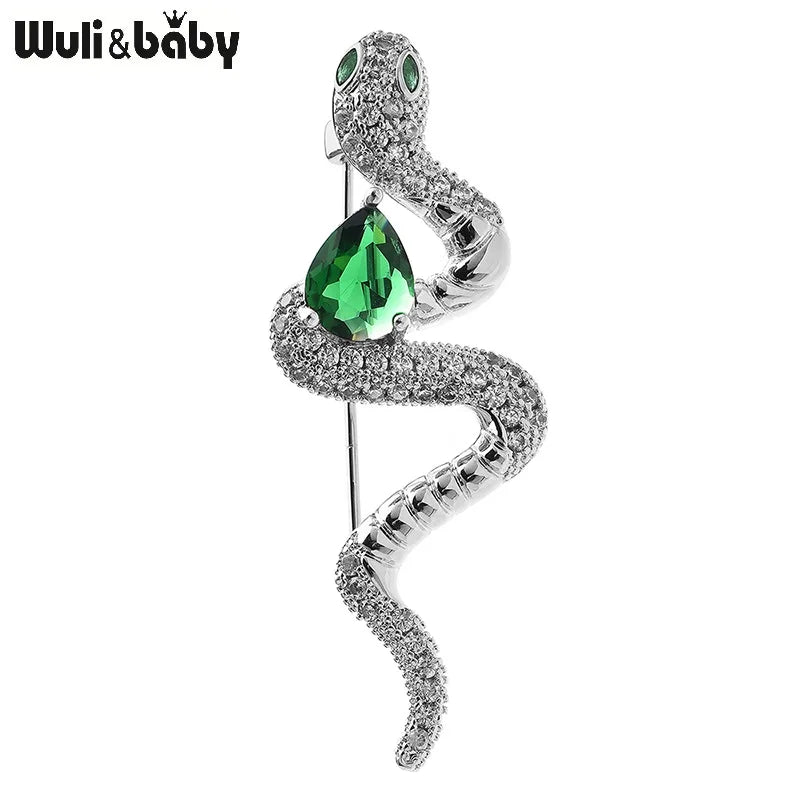 Wuli&baby High Quality Snake Brooches For Women 2-color Crystal Snake Of The Year Animal Party Office Brooch Pins Gifts