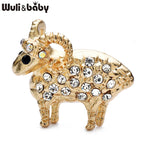 PENDRA Cute Rhinestone Goat Brooch