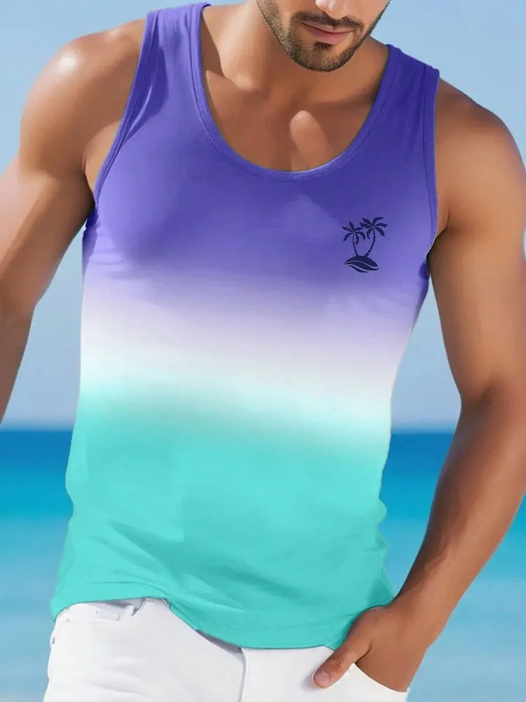 Summer Daily Casual Men's Sleeveless T-shirt Hawaiian Men's Tank Top Outdoor Beach Men's Tank Top Street Fashion Men's Tank Top