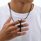 Waterproof Crucifix Cross Necklace for Men Boys,Stainless Steel Catholic Cross Pendant Necklace ,Religious Belief Jewelry Gift