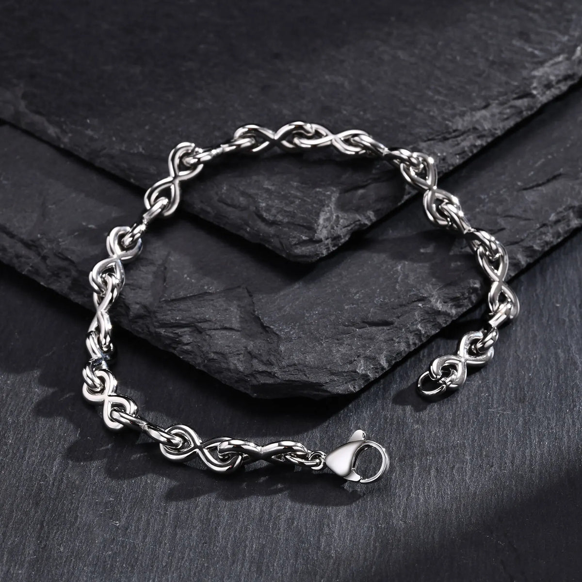 Stainless Steel Chain Bracelets for Men Boys,Infinite Link Chain Handmade Wristband,New Punk Jewelry