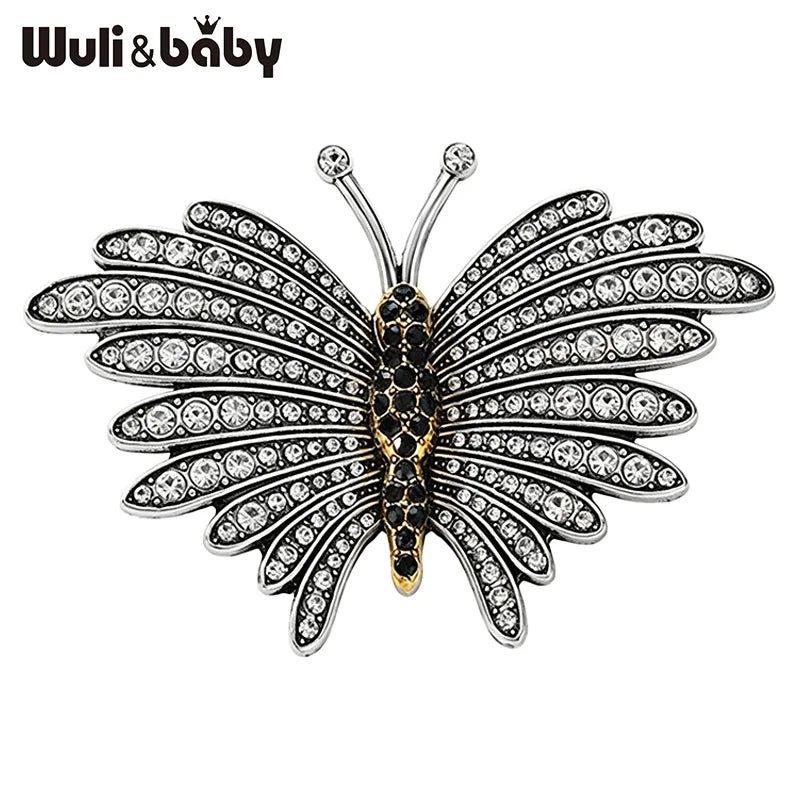 PENDRA Vintage Butterfly Rhinestone Brooch