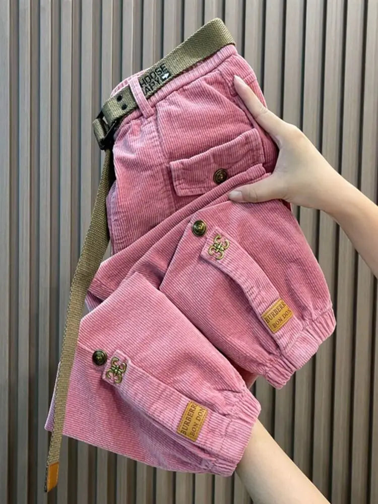 Solid Color Thick Warm Corduroy Pants Women 2023 Autumn Winter Korean Loose Casual Pants Harem Trousers