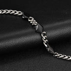 Cool Punk Stainless Steel Chain Bracelet for Men,21CM Silver Color Metal Chain Wristband,Hip Hop Jewelry Gift