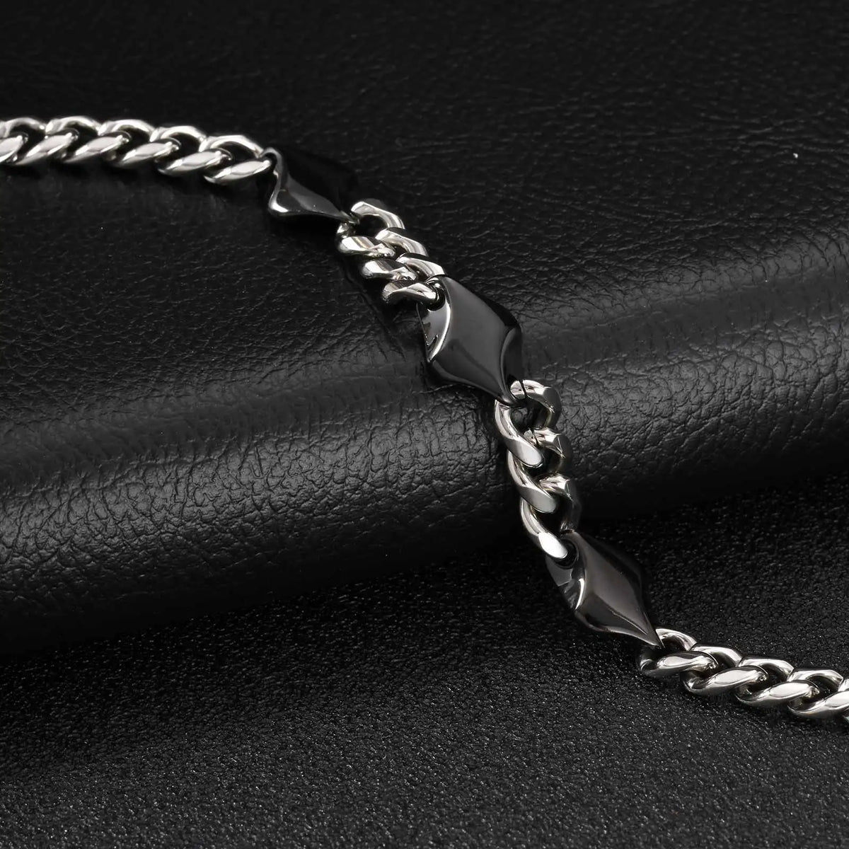 Cool Punk Stainless Steel Chain Bracelet for Men,21CM Silver Color Metal Chain Wristband,Hip Hop Jewelry Gift