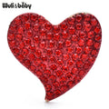 PENDRA Rosette Full-Red Rhinestone Peach Heart Brooch