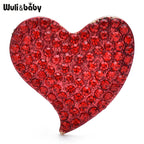 PENDRA Rosette Full-Red Rhinestone Peach Heart Brooch