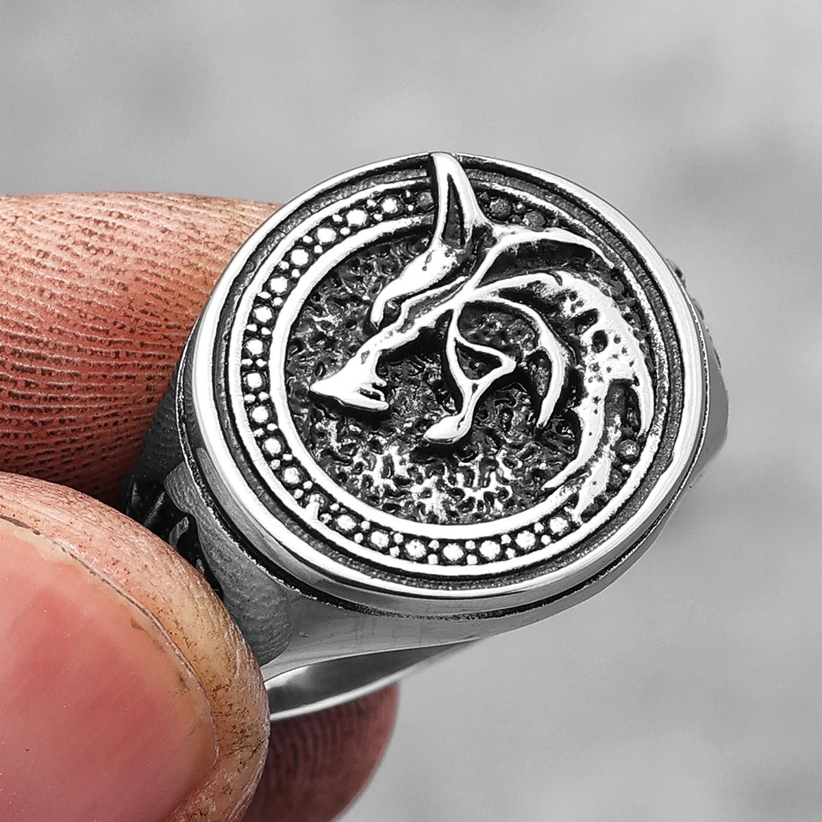 Viking Wizard Wolf Paw Stainless Steel Mens Rings Punk HipHop Unique Trendy for Male Biker Jewelry Creativity Gift Wholesale