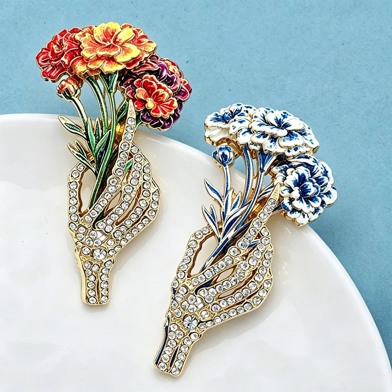 PENDRA Florabelle Multicolor Enamel Flower Brooch