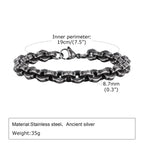 Mens Retro Stainless Steel Chain Bracelet,Punk Geometric Chain Links Wristband Gifts
