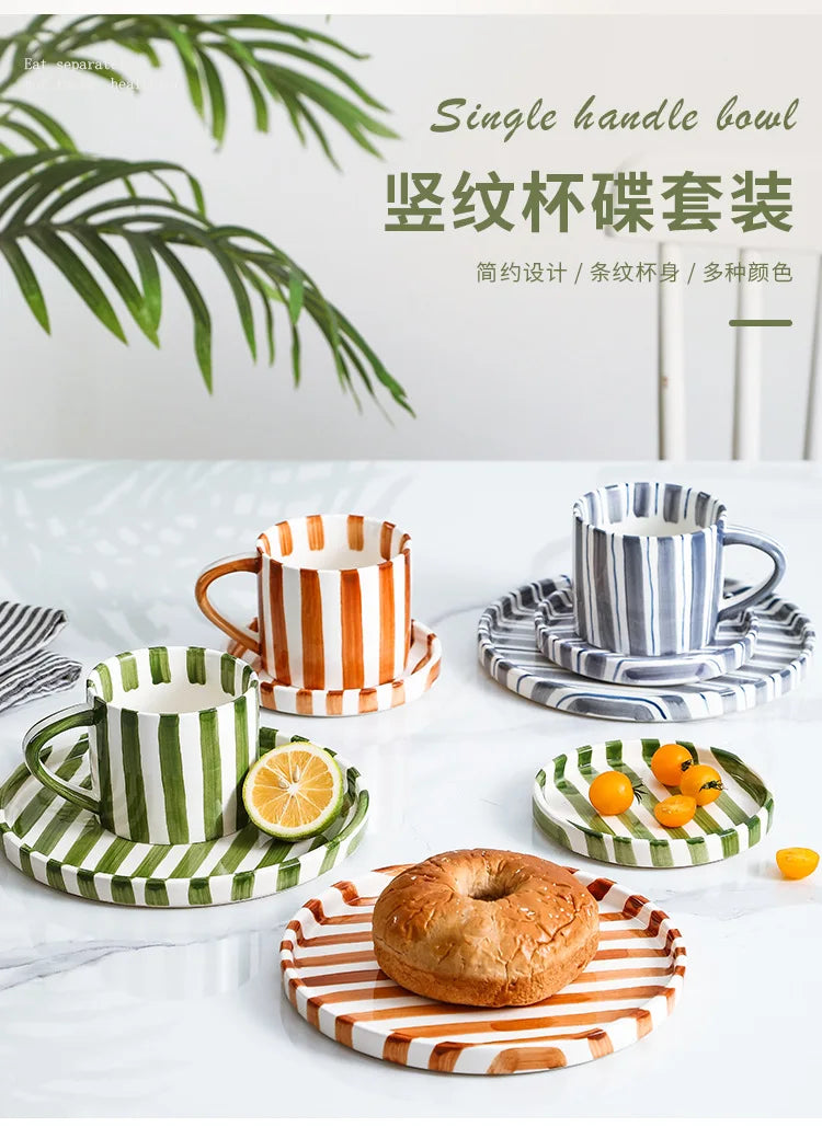 Simple ceramic coffee cup and saucer high-value coffee cup and saucer set household water  afternoon tea European and saucer ins