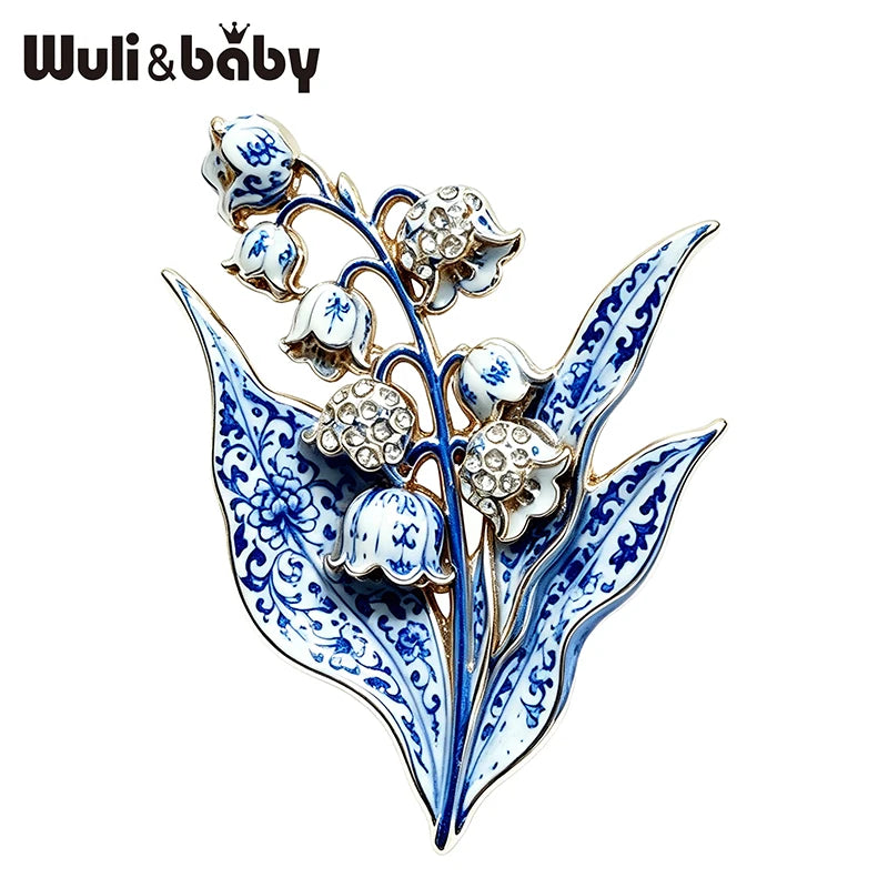 PENDRA Lilia 2-Color Enamel Rhinestone Lily Brooch