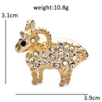 PENDRA Cute Rhinestone Goat Brooch