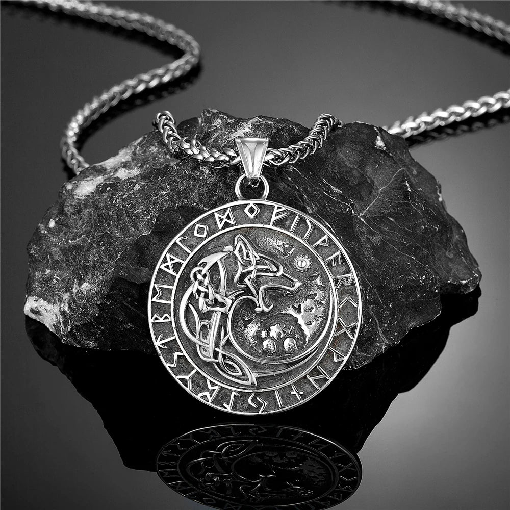 PENDRA Wolf Rune Viking Necklace