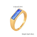 Blue Natural Stone Signet Ring for Men,Minimalist Thin Square Stainless Steel Ring ,Simple Male Ring Gift