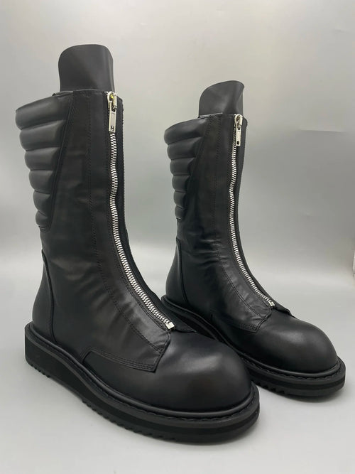 Men Chelsea Boots Platform High Top Man Sneakers Gothic Heels Suede Leather Luxury Vintage Trendy Designer Shoes Black